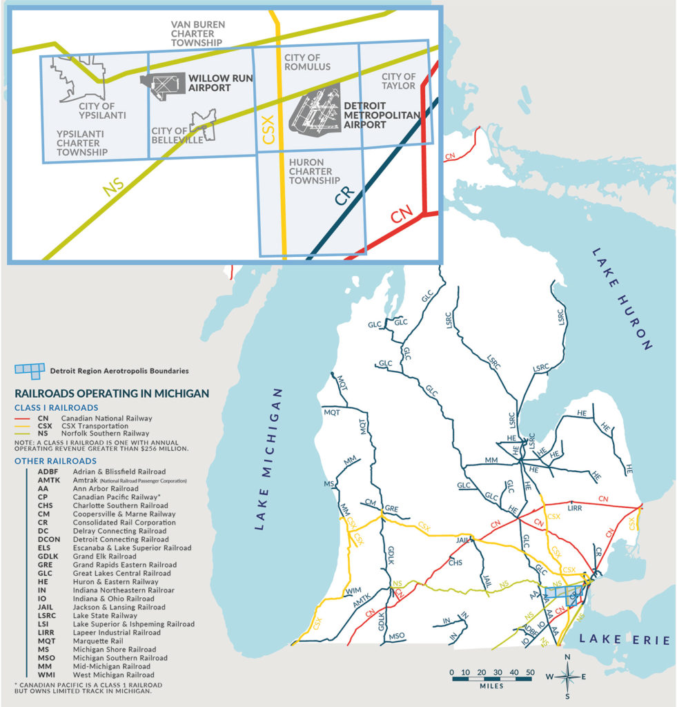 Detroit Region Aerotropolis Railroad Map