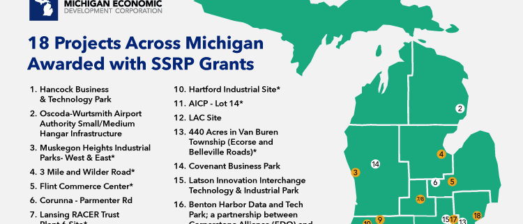 Projects from across both peninsulas will receive support from the Strategic Site Readiness Program, prepare sites for investment. More than half of the awards will go toward site preparation on existing brownfield sites.